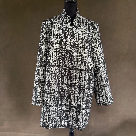 Lane Bryant Metallic Black & White Tweed Coat – Mid-Length, Lined Size 18/20 - Picture 1 of 12